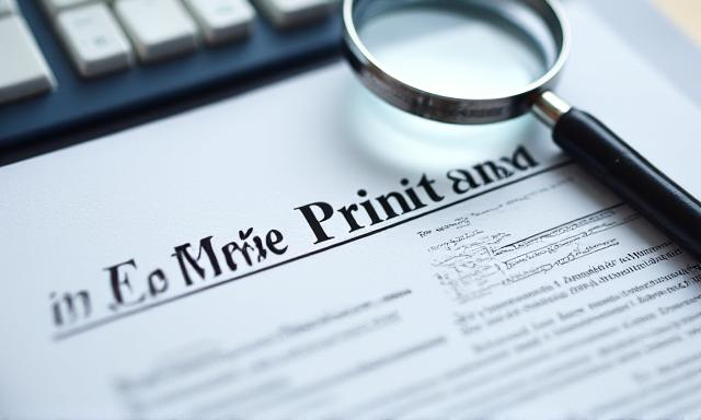 Illustration of a complex contract document highlighting fine print